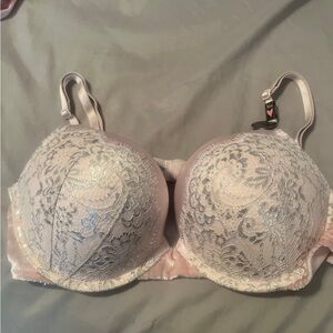 Victoria's Secret Cream and Silver Lace Bra with Underwire